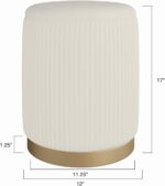 Boahaus Makeup Vanity Stool with Storage White Velvet Ottoman & Footrest, Compact Round Vanity Chair - for Small Spaces - Image 4