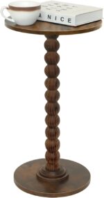 Round Side Table, Small Drink Table for Small Spaces, Modern Accent Nightstand with Solid Wood Leg for Living Room, Bedroom, Corners, and Office (Rustic Brown) - Image 2
