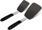 Unicook 2 Pack Flexible Silicone Spatula, Turner, 600F Heat Resistant, Ideal for Flipping Eggs, Burgers, Crepes and More, Black - Image 2