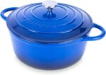 Nuovva Enamelled Cast Iron Dutch Oven Pot with Lid – 6.4 Quart Non Stick Casserole Pot – Heavy Duty & Oven Safe up to 500° F for Bread Baking, Braising, Stews, Roasting – 28cm Dark Blue - Image 2