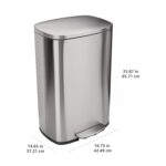Amazon Basics Smudge Resistant Rectangular Trash Can With Soft-Close Foot Pedal, Brushed Stainless Steel, 50 Liter/13.2 Gallon, Satin Nickel Finish, 16.7"L x 14.7"W x 25.9"H - Image 5