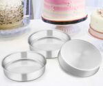 E-far 8 Inch Cake Pan Set of 3, Stainless Steel Round Layer Cake Baking Pans, Non-Toxic & Healthy, Mirror Finish & Dishwasher Safe - Image 5