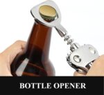 KORCCI Wine Opener, Heavy-Duty Zinc Alloy Wing Corkscrew, Premium Beer Bottle Opener, Multifunctional Wine Accessories with Ergonomic Handle and Sharp Screw, for Kitchen, Bar, Restaurant, Bartenders - Image 4