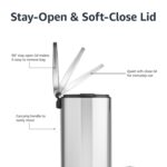 Amazon Basics Smudge Resistant Rectangular Trash Can With Soft-Close Foot Pedal, Brushed Stainless Steel, 50 Liter/13.2 Gallon, Satin Nickel Finish, 16.7"L x 14.7"W x 25.9"H - Image 4