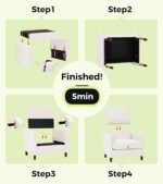 Sofa Accent Chair, 33" Reading Chair for Bedroom, Tool-Free Setup Living Room Accent Chairs, Comfy Arm Chairs Living Room, All-Wood Reading Nook, Beige - Image 6