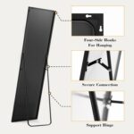 DUMOS Full Length Mirror 59"x16" Full Body Floor Mirror for Bedroom or Cloakroom, Can Stand Alone, Hang or Lean Against Wall, Tall Wall Mirror with Stand and Sleek Aluminum Alloy Thin Frame - Image 6