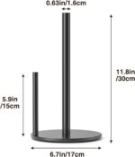 Paper Towel Holder Black, Premium Stainless Steel Kitchen Roll Dispenser, Countertop Roll Organizer with Weighted Base - Image 6