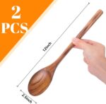 HAKSEN 2PCS Wooden Cooking Spoons, Wooden Kitchen Utensil Large Wood Spoon for Cooking Serving Mixing - Image 3