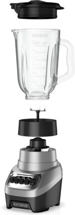 BLACK+DECKER PowerCrush Countertop Blender, 6-Cup Glass Jar, For Smoothies and More, Stainless Steel Blade, 4 Speed Settings to Puree, Crush Ice, Chop, Dice, and Pulse, Dishwasher Safe, 700W Motor - Image 3