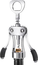 KORCCI Wine Opener, Heavy-Duty Zinc Alloy Wing Corkscrew, Premium Beer Bottle Opener, Multifunctional Wine Accessories with Ergonomic Handle and Sharp Screw, for Kitchen, Bar, Restaurant, Bartenders - Image 2