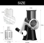 Cambom Rotary Cheese Grater Hand Crank Cheese Shredder for Fresh Cheese, Vegetable, Nuts,Non-slip Suction Base, Free Cleaning Brush Three Blades, Black - Image 6