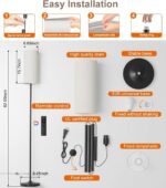 luckystyle LED Floor Lamp for Living Room, Dimmable Standing Lamps with Foot Switch,Remote Custom Color Temperature Black Pole Lamp with Lampshade,12W Led Bulb Tall Lamps for Bedroom Office Kid Room - Image 5