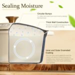 Overmont Enameled Cast Iron Dutch Oven - 5.5QT Pot with Lid Cookbook & Cotton Potholders - Heavy-Duty Cookware for Braising, Stews, Roasting, Bread Baking white - Image 4