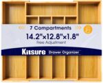 Kitsure Large Bamboo Silverware Organizer - Expandable Drawer Organizer for Utensil, Cutlery and Flatware, Kitchen Storage Solution with 6 to 8 Slots, Natural, 18.7" × 12.8" × 1.8" - Image 2
