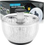 Smile mom Salad Spinner Small Lettuce Spinner Kitchen Gadgets Vegetable Washer, High Efficiency for Home Kitchen Washing & Drying Leafy Vegetables, One-Handed Handle Easy Press 3.8 Qt White - Image 2