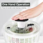 Smile mom Salad Spinner Small Lettuce Spinner Kitchen Gadgets Vegetable Washer, High Efficiency for Home Kitchen Washing & Drying Leafy Vegetables, One-Handed Handle Easy Press 3.8 Qt White - Image 3