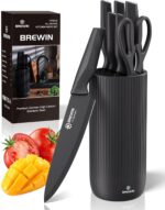 Knife Set, Brewin Kitchen Knife Set, Knives Set for Kitchen, Universal Knife Block, Utility Knife Block Set, Kitchen Essentials, New Home Essentials, Apartment Essentials, Dishwasher Safe - Image 2