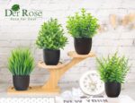 Der Rose Fake Plants 4 Packs Artificial Plants Small Faux Plants Black Bathroom Accessories for Halloween Bathroom Home Kitchen Coffee Table Office Desk Decor Indoor - Image 3