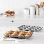 Amazon Basics Nonstick Round Muffin Baking Pan, 12 Cups, Set of 2, Gray, 13.9x10.55x1.22" - Image 3