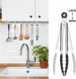 HOTEC Premium Stainless Steel Locking Kitchen Tongs with Silicon Tips, Set of 2-9" and 12" - Image 10