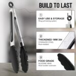 HOTEC Premium Stainless Steel Locking Kitchen Tongs with Silicon Tips, Set of 2-9" and 12" - Image 5