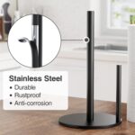 Paper Towel Holder Black, Premium Stainless Steel Kitchen Roll Dispenser, Countertop Roll Organizer with Weighted Base - Image 4