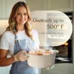 Overmont Enameled Cast Iron Dutch Oven - 5.5QT Pot with Lid Cookbook & Cotton Potholders - Heavy-Duty Cookware for Braising, Stews, Roasting, Bread Baking white - Image 6