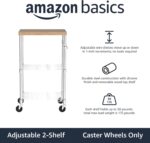 Amazon Basics Portable Kitchen 3-Tier Storage Rack on Caster Wheels with Adjustable 2 Shelves, 175 Pound Capacity, 21 x 15 x 36.7 inches (LxWxH), Wood/Chrome - Image 3