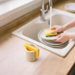 WORHE Travertine Sponge Holder for Kitchen, Natural Stone Drying Rack Brush Holder for Bathroom, Kitchen, Sink - Fast Absorbing Dish Sponge Caddy Sturdy & Stylish Sink Accessory Beige (WH084) - Image 7