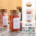 DIMBRAH Spice Jars with Label 24Pcs,Seasoning Containers,Glass Spice Jars with Bamboo Lids,Kitchen Essentials,Spices Container Set,Kitchen Set,Seasoning Organizer,Spice Rack Organizer for Cabinet - Image 3