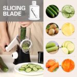 Cambom Rotary Cheese Grater Hand Crank Cheese Shredder for Fresh Cheese, Vegetable, Nuts,Non-slip Suction Base, Free Cleaning Brush Three Blades, Black - Image 4