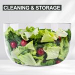 Smile mom Salad Spinner Small Lettuce Spinner Kitchen Gadgets Vegetable Washer, High Efficiency for Home Kitchen Washing & Drying Leafy Vegetables, One-Handed Handle Easy Press 3.8 Qt White - Image 9