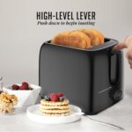 OVENTE Electric 2 Slice Toaster Machine with 6-Shade Browning Selector Setting, Compact Design and Removable Crumb Tray, 700W Power Perfect for Toasting Bread, Thin Bagels and Waffles, Black TP2210B - Image 5
