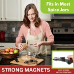 Spring Chef Stainless Steel Magnetic Measuring Spoons Set with Strong N45 Magnets, Heavy Duty Metal Kitchen Gadgets for Baking & Cooking, Fits in Most Kitchen Spice Jars, Set of 8 with Leveler, Black - Image 3