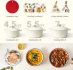 Overmont Enameled Cast Iron Dutch Oven - 5.5QT Pot with Lid Cookbook & Cotton Potholders - Heavy-Duty Cookware for Braising, Stews, Roasting, Bread Baking white - Image 8