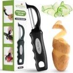 Spring Chef Premium Swivel Vegetable Peeler, Soft Grip Handle and Ultra Sharp Stainless Steel Blades - Perfect Kitchen Peeler For Veggie, Fruit, Potato, Carrot, Apple - Black - Image 2