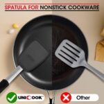 Unicook 2 Pack Flexible Silicone Spatula, Turner, 600F Heat Resistant, Ideal for Flipping Eggs, Burgers, Crepes and More, Black - Image 5
