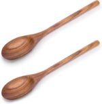 HAKSEN 2PCS Wooden Cooking Spoons, Wooden Kitchen Utensil Large Wood Spoon for Cooking Serving Mixing - Image 2