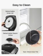 COMFEE' Rice Cooker 12 Cups Cooked/6 Cups Uncooked, Portable Non-Stick Rice Maker, Japanese Rice Cooker with Fuzzy Logic Technology, 24-Hour Timer Delay, 11 Presets, Steamer, Fast Rice Cooker, Grain Cooker, Black - Image 8