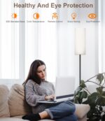luckystyle LED Floor Lamp for Living Room, Dimmable Standing Lamps with Foot Switch,Remote Custom Color Temperature Black Pole Lamp with Lampshade,12W Led Bulb Tall Lamps for Bedroom Office Kid Room - Image 7