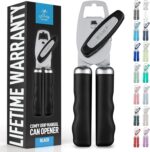 Zulay Kitchen Heavy Duty Stainless Steel Can Opener Manual with Bottle Opener - Rust Proof Manual Can Opener With Turn Knob & Comfy Soft Grip Handles - Black - Image 2