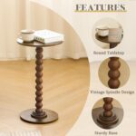 Round Side Table, Small Drink Table for Small Spaces, Modern Accent Nightstand with Solid Wood Leg for Living Room, Bedroom, Corners, and Office (Rustic Brown) - Image 5