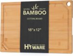 Hiware Extra Large Bamboo Cutting Board for Kitchen, Heavy Duty Wood Cutting Board with Juice Groove, 100% Organic Bamboo, Pre Oiled, 18" x 12" x 0.6" - Image 2