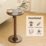 Round Side Table, Small Drink Table for Small Spaces, Modern Accent Nightstand with Solid Wood Leg for Living Room, Bedroom, Corners, and Office (Rustic Brown) - Image 8