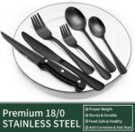 24-Piece Black Silverware Set with Steak Knives, Black Flatware Set for 4, Food-Grade Stainless Steel Tableware Cutlery Set, Mirror Finished Utensil Sets for Home Restaurant - Image 6