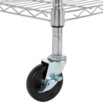 Amazon Basics Portable Kitchen 3-Tier Storage Rack on Caster Wheels with Adjustable 2 Shelves, 175 Pound Capacity, 21 x 15 x 36.7 inches (LxWxH), Wood/Chrome - Image 4