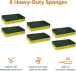 Amazon Basics Cleaning Sponges, Multipurpose, Heavy Duty Scrub Sponges, Yellow/Green, 6-Pack - Image 3
