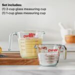 Pyrex 2 Piece Glass Measuring Cup Set, Includes 1-Cup, and 2-Cup Tempered Glass Liquid Measuring Cups, Dishwasher, Freezer, Microwave, and Preheated Oven Safe, Essential Kitchen Tools - Image 3