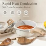 CAROTE 1.5Qt & 3.0Qt Sauce Pan Set with Lid Nonstick Saucepan 4 Pcs Non Stick Sauce Pots Cooking Pot with Pour Spout, Easy to Clean, Small Kitchen Pots Induction Pot, PFOA FREE (White Granite) - Image 4