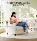 Sofa Accent Chair, 33" Reading Chair for Bedroom, Tool-Free Setup Living Room Accent Chairs, Comfy Arm Chairs Living Room, All-Wood Reading Nook, Beige - Image 7